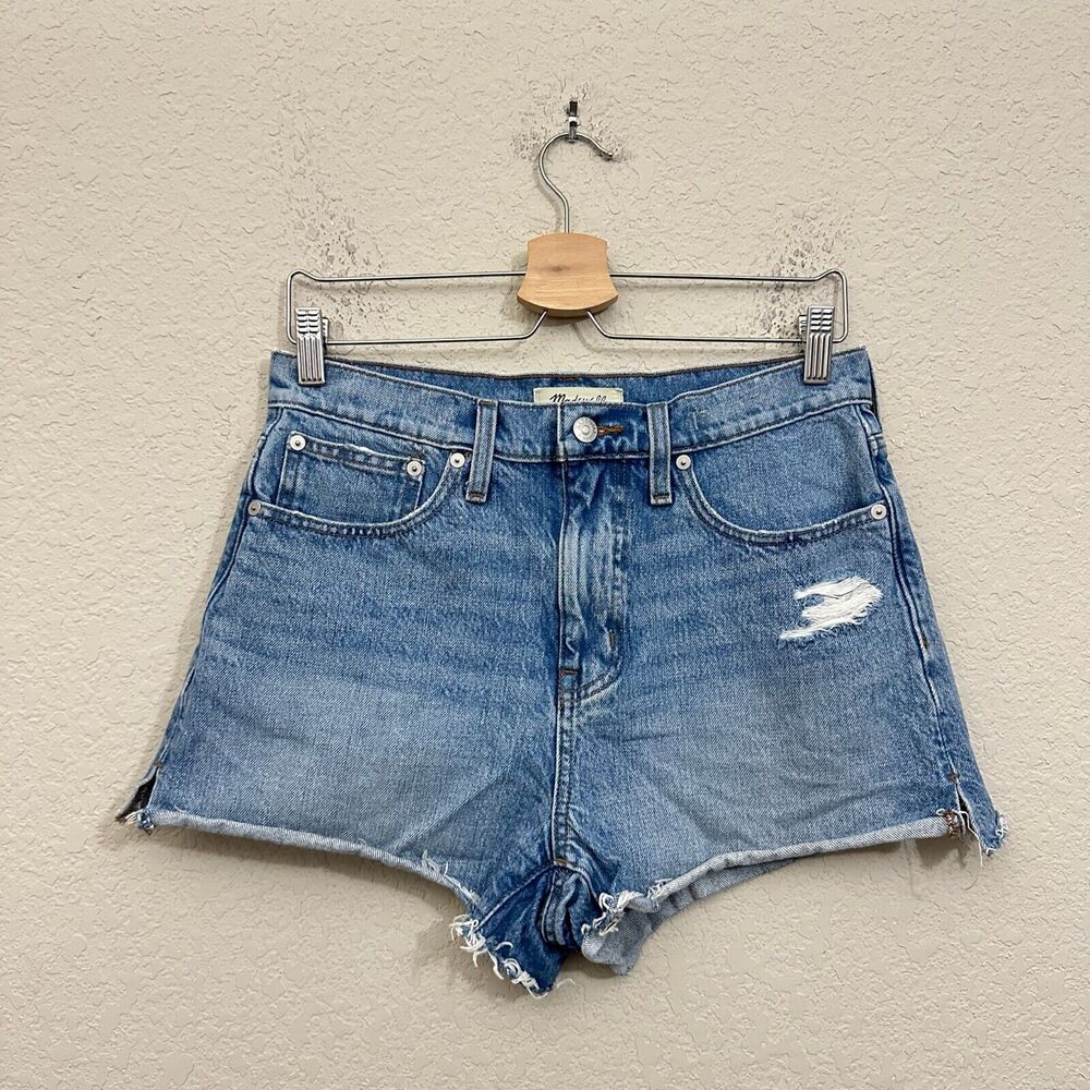 MADEWELL Relaxed Denim Shorts Blue High Rise Cut Off Distressed